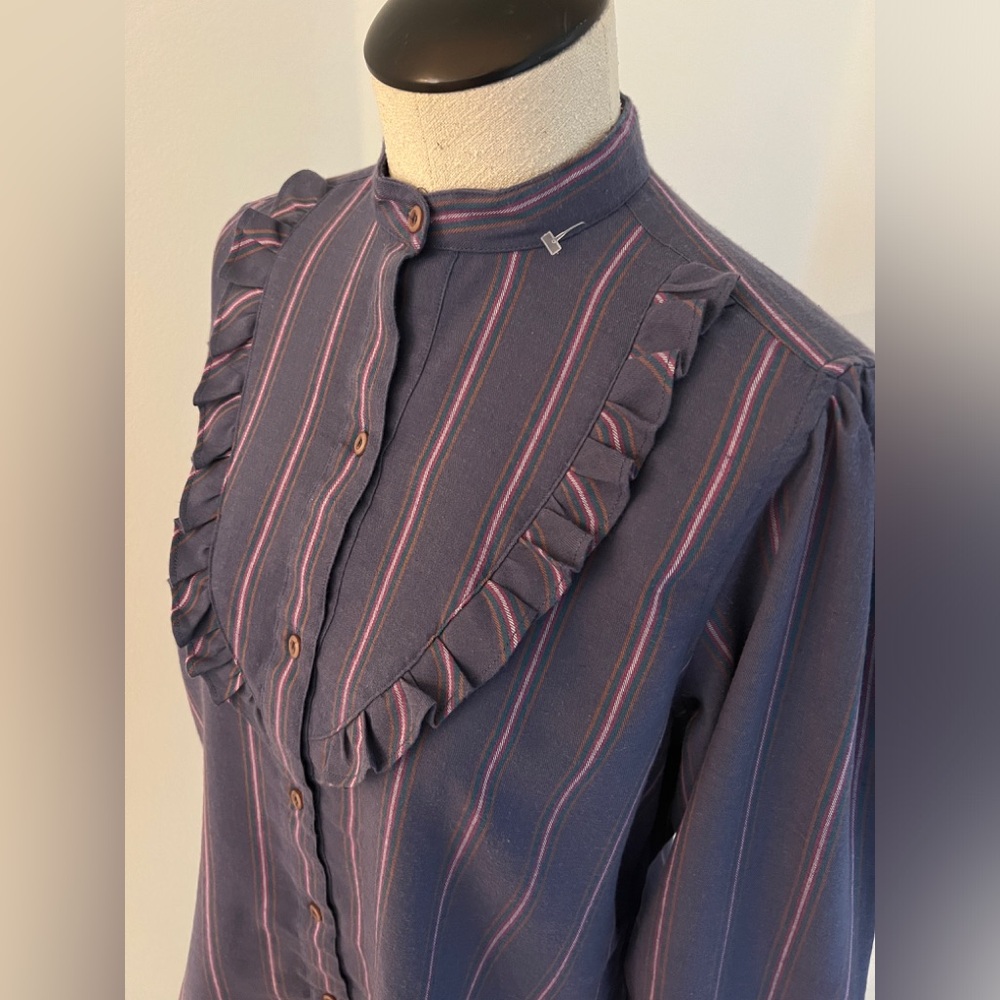 Vintage button fluff sleeve comfy long sleeve shirt